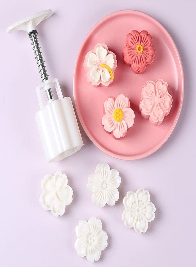 Accfore 2 Pack Moon Cake Mold,50g Moon Cake Press Mould Maker Hand Printed Flower Cutter Baking Tools with 10 Stamps - Image 3