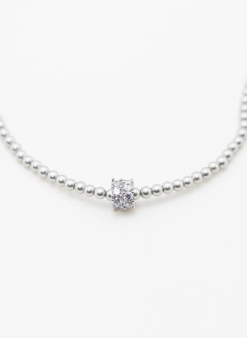Lichi  Silver necklace with large crystal round blocks for Women | Best Price UAE