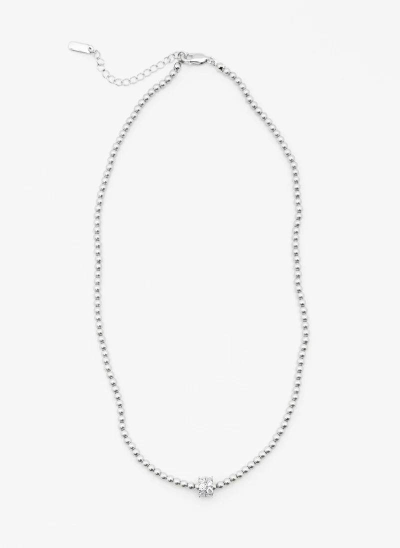 Lichi  Silver necklace with large crystal round blocks for Women | Best Price UAE