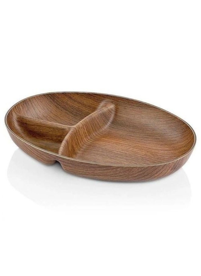 Evelin Wood Finish Serving Bowl for Nuts, Snacks, and Sauces Adds an Elegant Look to Your Home 23*16*4 cm (Anti Break)  - Image 1