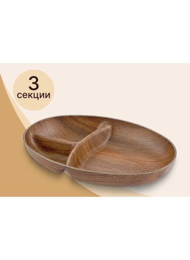 Evelin Wood Finish Serving Bowl for Nuts, Snacks, and Sauces Adds an Elegant Look to Your Home 23*16*4 cm (Anti Break)  - Image 2