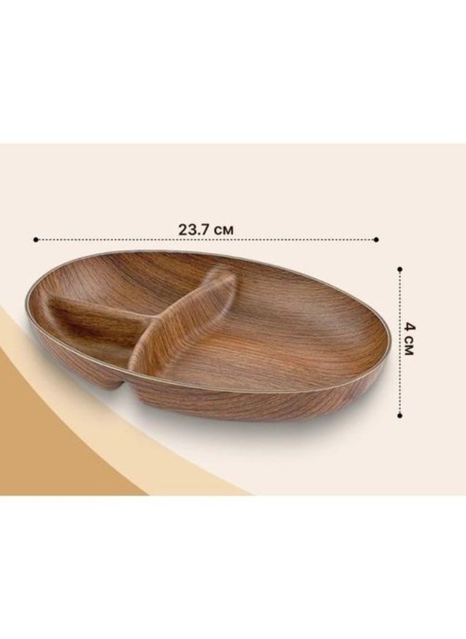 Evelin Wood Finish Serving Bowl for Nuts, Snacks, and Sauces Adds an Elegant Look to Your Home 23*16*4 cm (Anti Break)  - Image 3