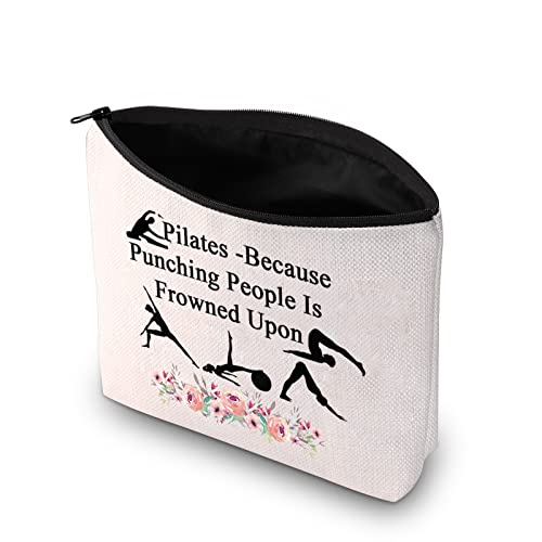 PXTIDY Pilates Cosmetic Bag Yoga Lover Gift Pilates Instructor Gift Coach Yoga Gym Toiletry Bag(beige) - Image 2