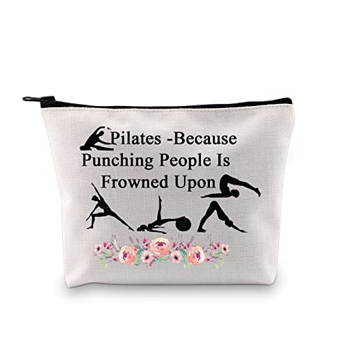 PXTIDY Pilates Cosmetic Bag Yoga Lover Gift Pilates Instructor Gift Coach Yoga Gym Toiletry Bag(beige) - Image 1