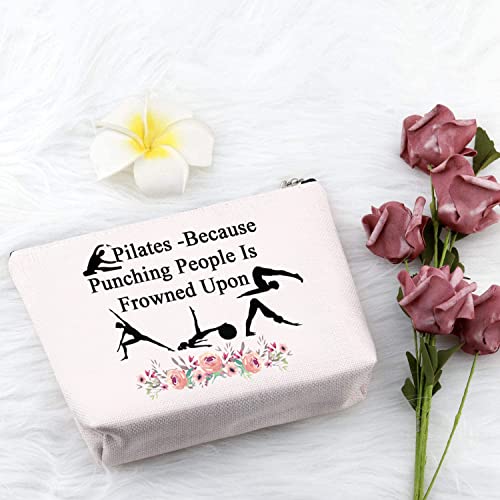 PXTIDY Pilates Cosmetic Bag Yoga Lover Gift Pilates Instructor Gift Coach Yoga Gym Toiletry Bag(beige) - Image 3