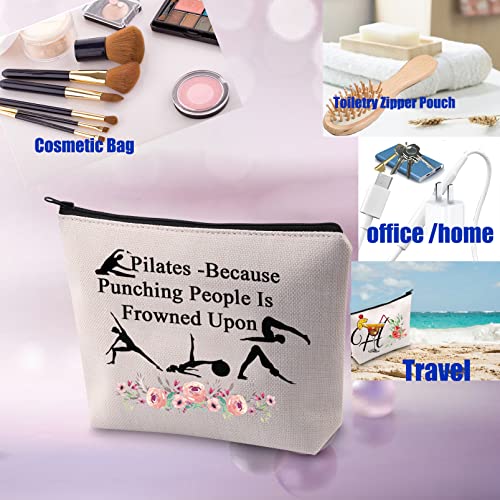 PXTIDY Pilates Cosmetic Bag Yoga Lover Gift Pilates Instructor Gift Coach Yoga Gym Toiletry Bag(beige) - Image 5