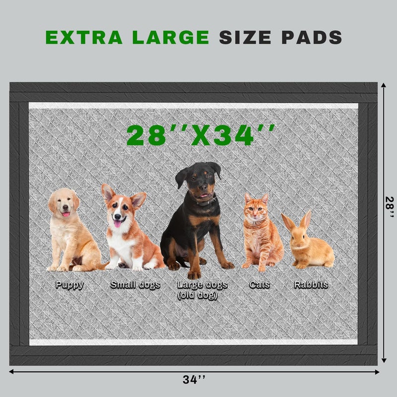 Gardner Pet Charcoal Puppy Pads 28x34 Inches Extra Large Dog Pee Pads Odor-Control & Leak-Proof Disposable Pet Training Black New Edge-Wrapping Thicken Potty Pad for Dogs, Cats, Rabbits (30 Pieces) - Image 4