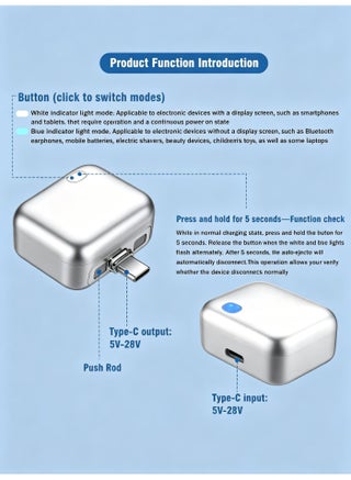 فاصل ذكي لشحن الهاتف بالكامل عبر منفذ USB-C، محول شحن سريع من النوع C بقوة 140 واط، شاحن يفصل الطاقة تلقائيًا عند اكتمال شحن الهاتف، حماية من الشحن الزائد وارتفاع درجة الحرارة، يمنع تلف بطارية الهواتف والأجهزة اللوحية وأجهزة الكمبيوتر المحمولة وبنوك الطاقة. - view 5