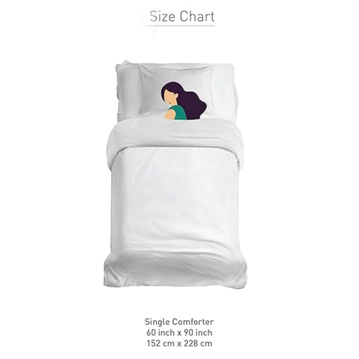 BLENZZA DECO بليزنا ديكو™ 220GSM ميكروفايبر سادة ساتان مخطط لحاف مكيف/شتاء معتدل لسرير مفرد (أبيض) (مفرد 60x90 بوصة) - Image 5