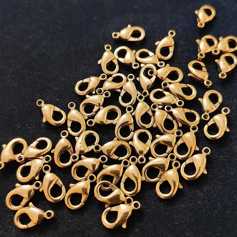 SIJCM 12mm Jewellery Making Special Lobster Clasps Claw Hooks for Necklace and Bracelet Natural Brass ColorFindings Fasteners Pack of 100 PCS - Image 3