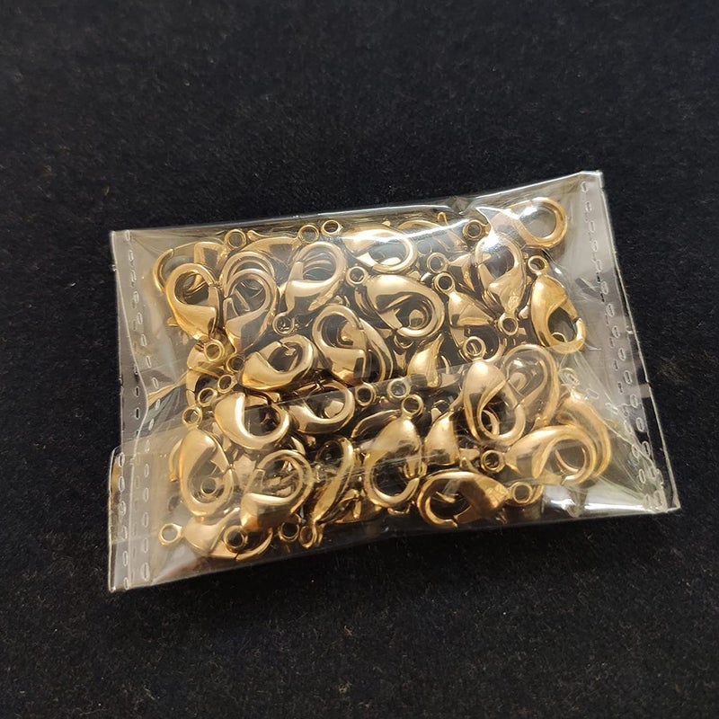 SIJCM 12mm Jewellery Making Special Lobster Clasps Claw Hooks for Necklace and Bracelet Natural Brass ColorFindings Fasteners Pack of 100 PCS - Image 2