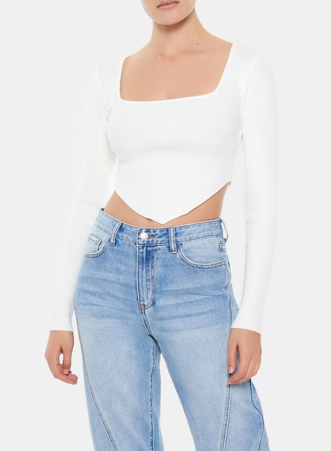 FOREVER 21 Ribbed Knit Cropped Sweater - Image 1