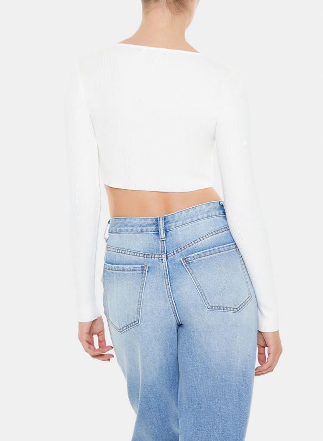 FOREVER 21 Ribbed Knit Cropped Sweater - Image 2
