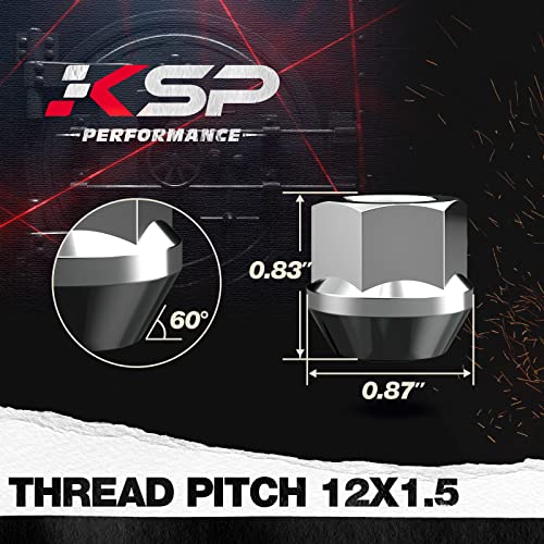 KSP PERFORMANCE صواميل كيه إس بي 12 مم × 1.5 مفتوحة تناسب هوندا أكورد سيفيك، 20 قطعة M12 × 1.5 صواميل مفتوحة النهاية مع 19 مم (3/4") سداسي 21 مم (0.83") H لسيارة هامر H3، صواميل مفتوحة بعد السوق لفراغ العجلات مع 12 × 1.5 مسمار - Image 2