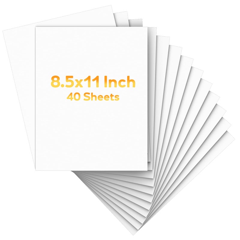 Vishoitty White Cardstock 8.5 x 11,White Card Stock,Cardstock Paper,Copy Paper for Printer,40 Sheets Card Stock Paper for Invitations,Menus,DIY Cards,Tags,Cards Making,Certificate,Construction,Office Printing - Image 1