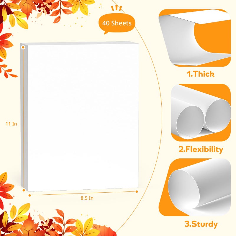 Vishoitty White Cardstock 8.5 x 11,White Card Stock,Cardstock Paper,Copy Paper for Printer,40 Sheets Card Stock Paper for Invitations,Menus,DIY Cards,Tags,Cards Making,Certificate,Construction,Office Printing - Image 2