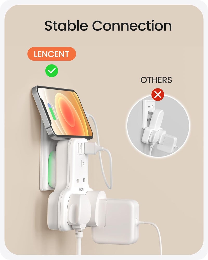 LENCENT Plug Extension Socket, 3 Way Multi Plug Socket with 3 USB Ports, Power Extender Wall Adaptor for Household Appliances, Iphone, Smartphone, Tablet, Home, Office, Bedroom, 13A 3250W - Image 4