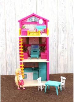 Apexma Lola's Portable 3-Storey Doll House - Three-Storey Doll House with Accessories  - Image 1