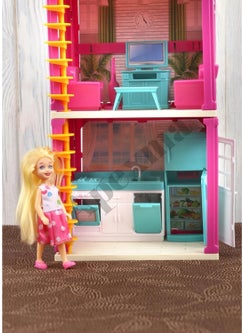 Apexma Lola's Portable 3-Storey Doll House - Three-Storey Doll House with Accessories  - Image 4