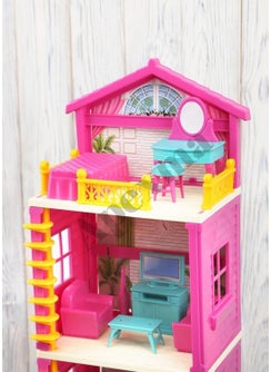 Apexma Lola's Portable 3-Storey Doll House - Three-Storey Doll House with Accessories  - Image 2