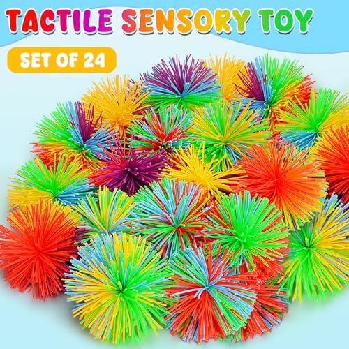 SHQDD 24PCS Stringy Balls Sensory Stringy Ball 275 inch Soft Rainbow Pom Bouncy Stocking Stuffers for Kids Monkey Pom Balls Fidget Toys Stress Ball Birthday Gifts for Boys Girls Ages 3 - Image 5