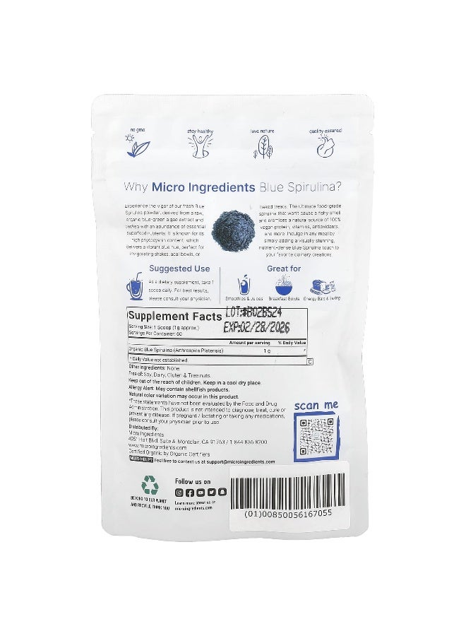 Micro Ingredients Micro Ingredients, Organic Blue Spirulina, 2 oz (60 g) - Image 2