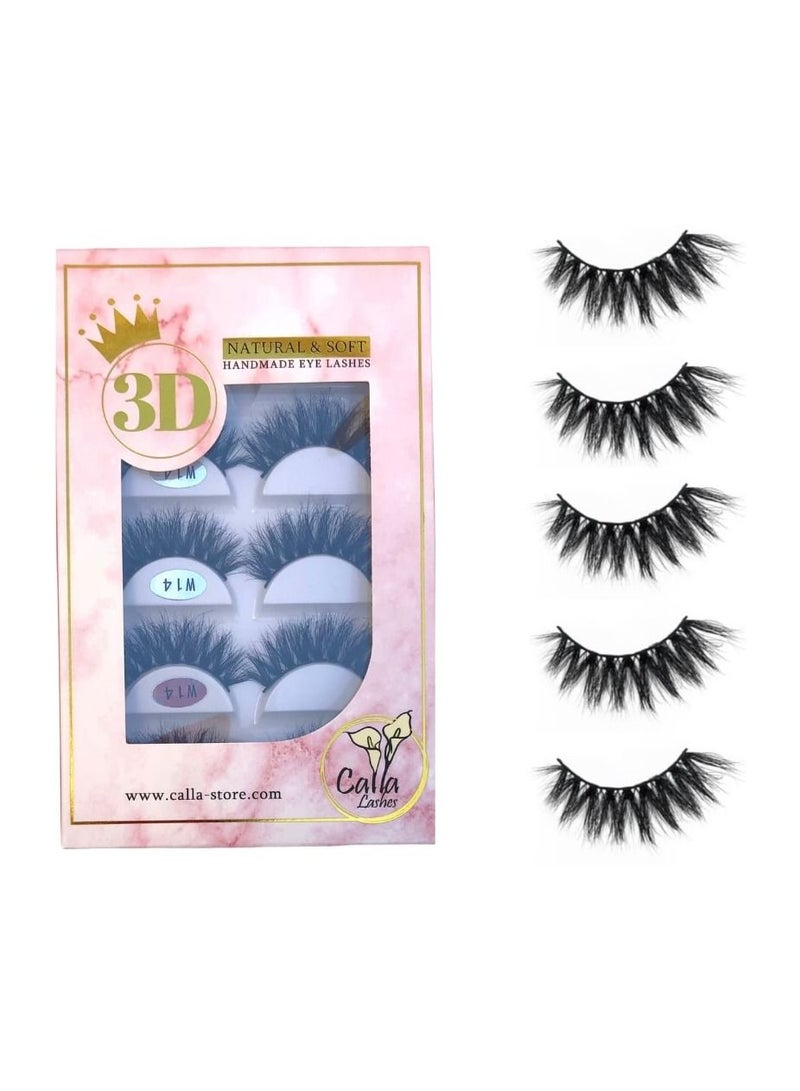 Calla Lashes 5 Styles Faux Mink Lashes Luxurious Volume Fluffy Natural Soft Thick Eyelashes W14 - Image 1