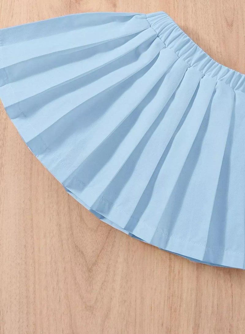 Baby Solid Elastic Waist Pleated Skirt  - Image 3