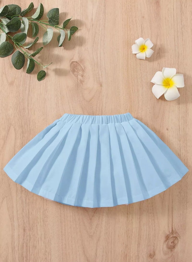 Baby Solid Elastic Waist Pleated Skirt  - Image 2