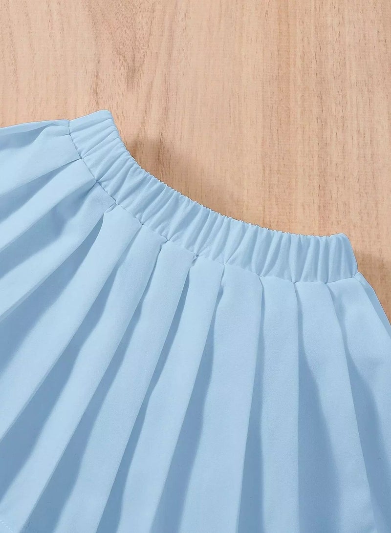 Baby Solid Elastic Waist Pleated Skirt  - Image 4