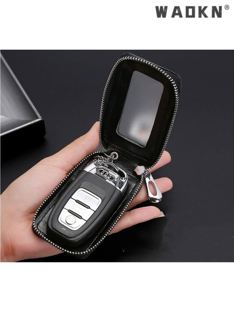 WAOKN Sleek Korean Style Large Capacity Key Waist Bag, Household Mini Car Key Bag, Stylish Portable Waist-hanging Key Storage Pouch（black） - Image 4