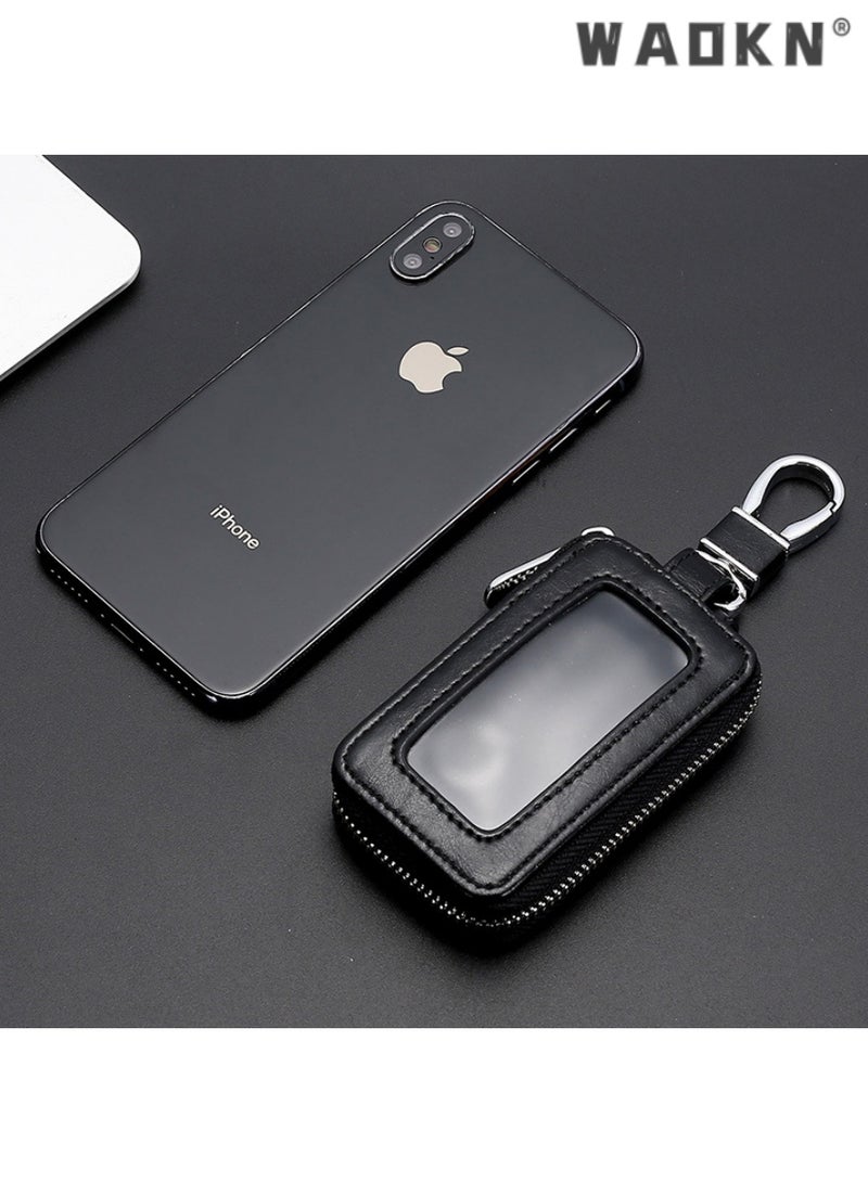 WAOKN Sleek Korean Style Large Capacity Key Waist Bag, Household Mini Car Key Bag, Stylish Portable Waist-hanging Key Storage Pouch（black） - Image 2