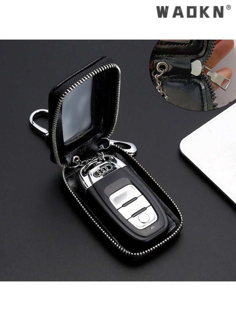 WAOKN Sleek Korean Style Large Capacity Key Waist Bag, Household Mini Car Key Bag, Stylish Portable Waist-hanging Key Storage Pouch（black） - Image 3