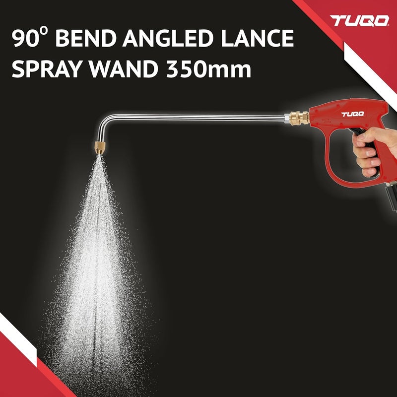 TUQO Extension Rod for High Pressure Washer - Bend Type Metal Rod with 1/4" Male Quick Plug Connector | Extension Wand for Cleaning Thight Places, Car, Bike, Floor, Roof. (90° Bend - 350mm) - Image 5