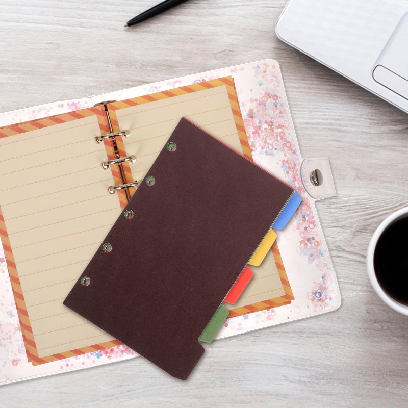 Vintage Style A8 Paper Binder Tabs with 5 Hole Punch Colorful Index Dividers for Filing - Image 5