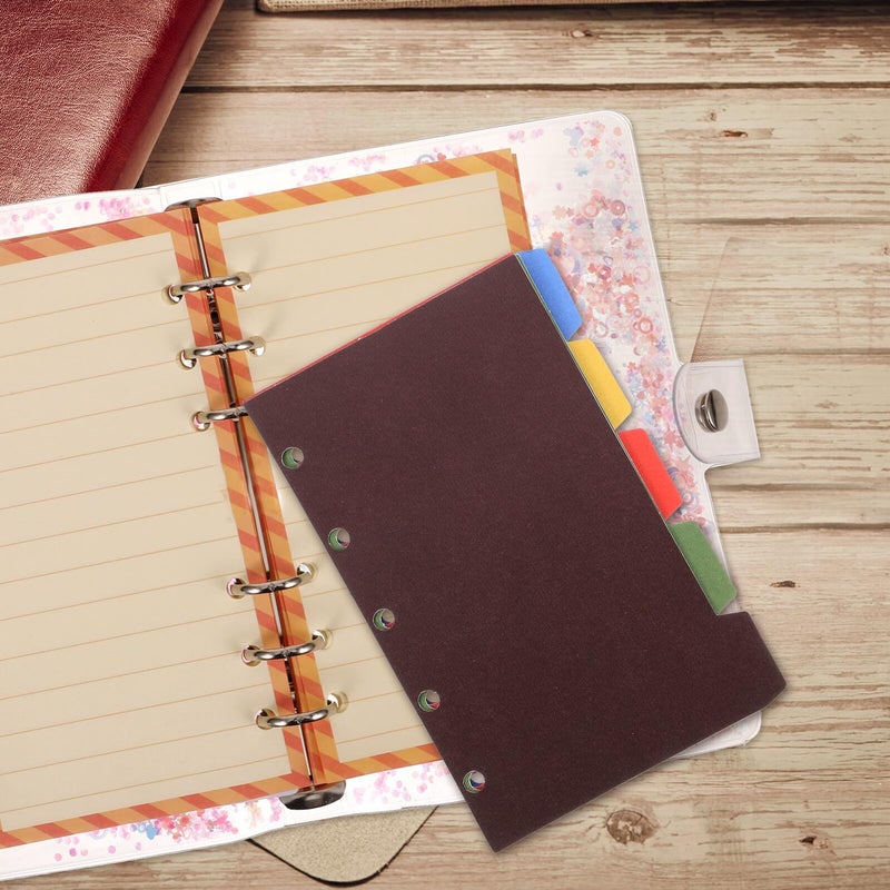 Vintage Style A8 Paper Binder Tabs with 5 Hole Punch Colorful Index Dividers for Filing - Image 4