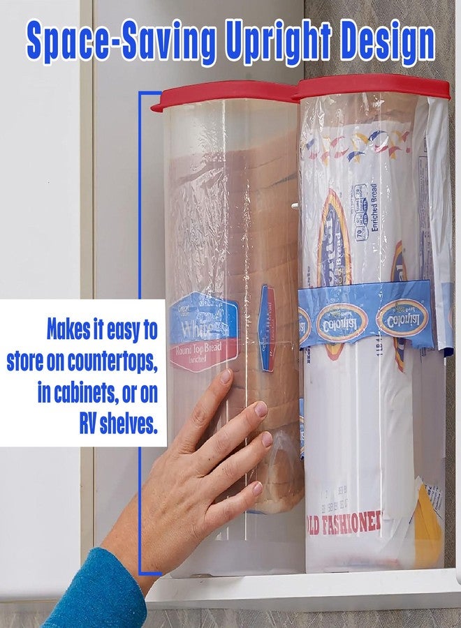 Buddeez Bread Buddy Bread Box - Fresh Bread Storage Container, Plastic Sandwich Bread Dispenser, Red Lid, Pack of 1 - Image 2