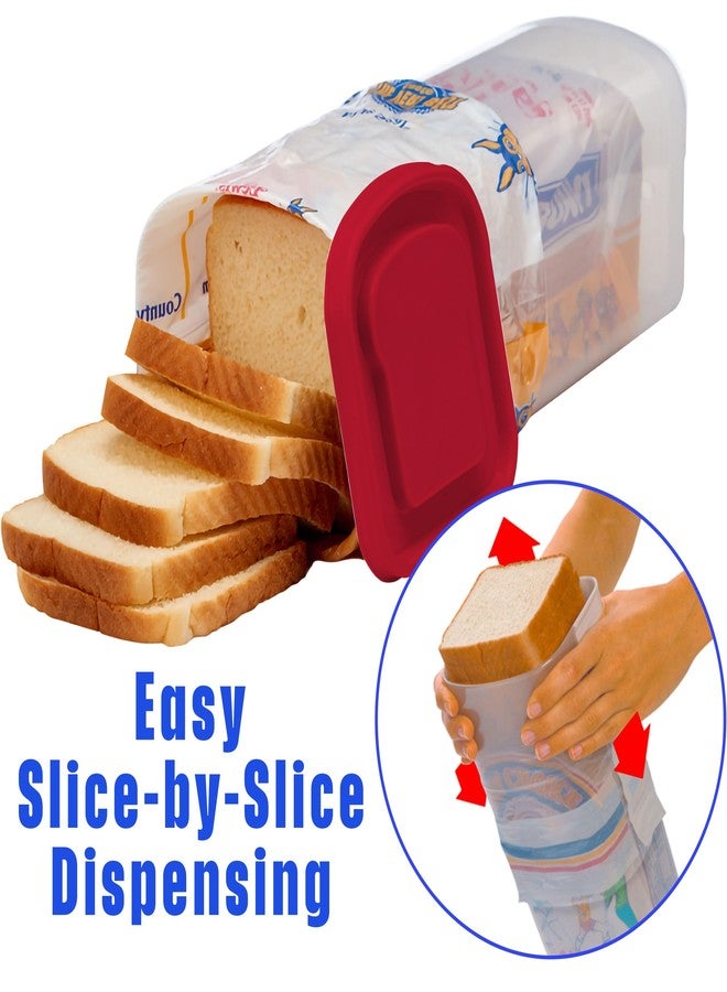 Buddeez Bread Buddy Bread Box - Fresh Bread Storage Container, Plastic Sandwich Bread Dispenser, Red Lid, Pack of 1 - Image 5