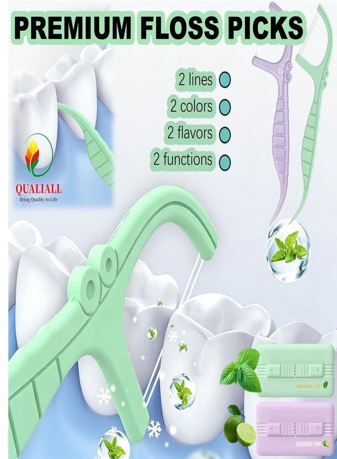 QUALIALL Travel Dental Floss Picks Case, Mint Limo, 12 Packs - Image 4