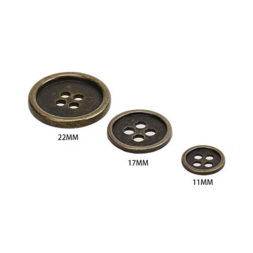 COTOWIN Antique Brass Sew on Metal Buttons,Pack of 10 (11MM) - Image 2