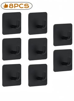 nihao 8-Piece Stainless Steel Coat And Robe Hook,Towel Hooks Heavy Duty Stick on Wall Hooks Shower Hooks for Bathroom Kitchen Door- Black  - Image 1