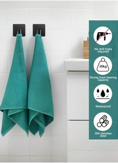 nihao 8-Piece Stainless Steel Coat And Robe Hook,Towel Hooks Heavy Duty Stick on Wall Hooks Shower Hooks for Bathroom Kitchen Door- Black  - Image 4