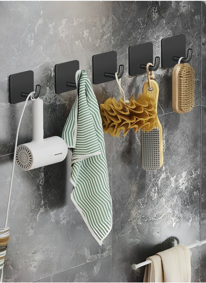 nihao 8-Piece Stainless Steel Coat And Robe Hook,Towel Hooks Heavy Duty Stick on Wall Hooks Shower Hooks for Bathroom Kitchen Door- Black  - Image 5