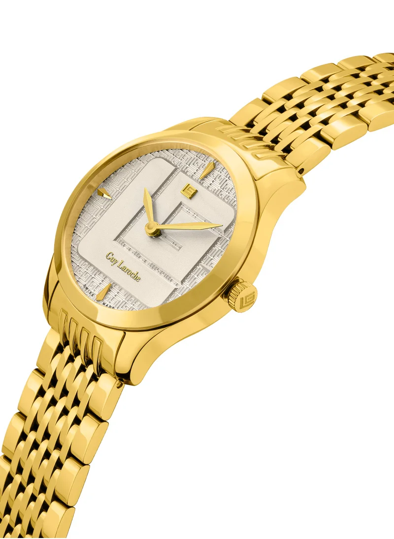 غاي لاروش Maxime Watch for Women with Gold Stainless Steel Bracelet 29 mm 5 Atm