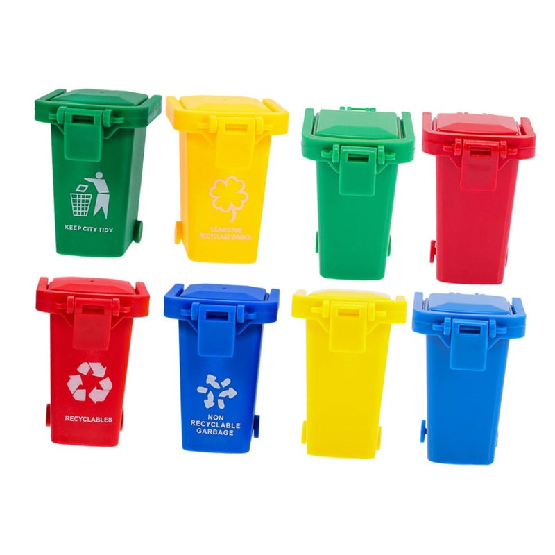 Mini Garbage Can Lid 8pcs Trash Sorting Holder Compact Desktop Bin For Home Office - Image 2