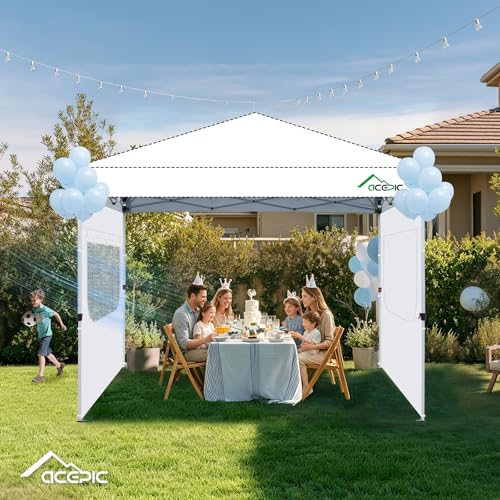 Acepic Instant SunWall for 10x10 Pop Up Canopy Frame with Mesh Window and Zipper 99 Rainproof and UV Protection for Outdoor Viewing the Scenery and Ventilation 2 PCS Sidewalls Only White - Image 3