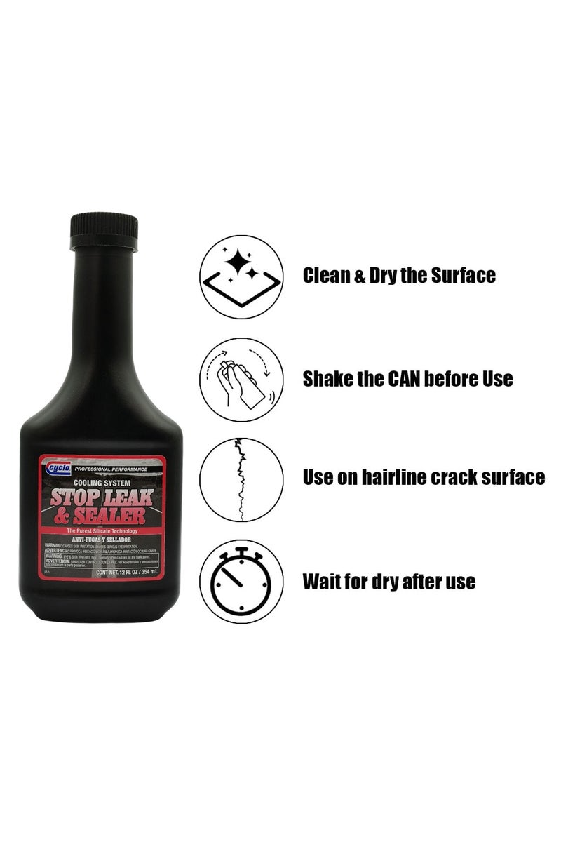 CYCLO Cooling System Stop Leak & Sealer 354ml – Radiator Leak Repair Additive for Cars, SUVs, Trucks – Fast Seal Cracks & Holes, Anti-Foam, Silicate Based, Cooling System Maintenance Fluid, C52 - Image 2