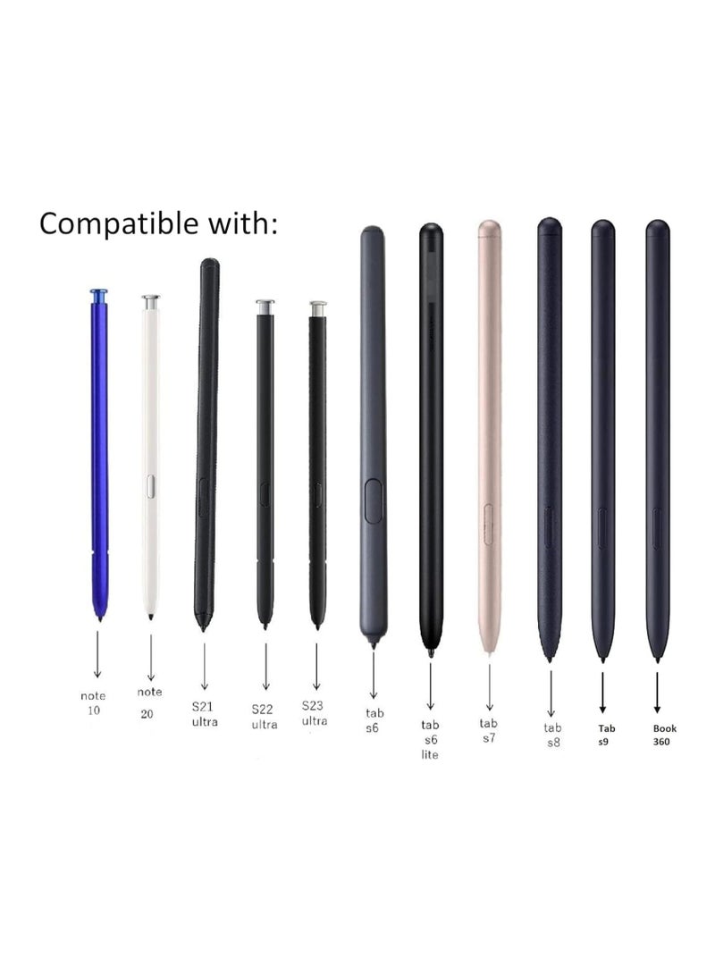 Touch Stylus S Pen Tips Replacement Nibs With Clip For Galaxy S24 S24 Ultra Tab S9 S9U S9FE S Pencil Metal Spare Nib (5 pcs) (Black)