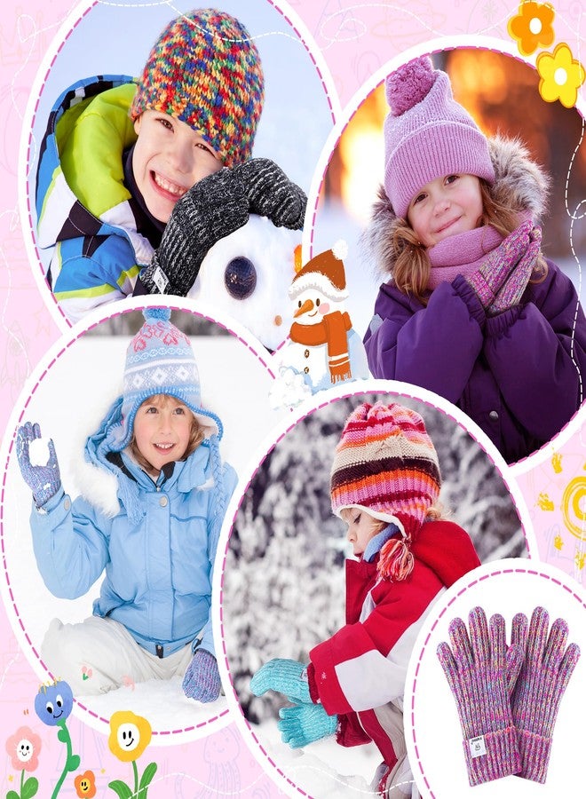 HAITHO Kids Gloves Winter for Girls Boys Cold Weather, Toddler Cute Knit Gloves with Warm Fleece Lined, Thick Thermal Double Liner Cozy Cuff Outdoor(Rainbow) - Image 5
