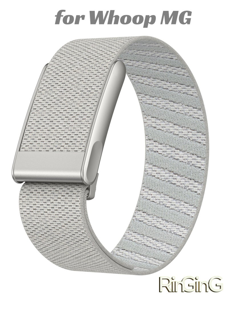 رِينْجِنْج الأساور المطاطية التنفسية لـ Whoop MG - سوار نسجي قابل للتعديل مصنوع من خليط النايلون الماص للرطوبة، مصمم للارتداء اليومي أثناء مراقبة النوم وتمارين الجيم وتتبع النشاط. يجمع بين الراحة التنفسية وقابلية التعديل لاستبدال السوار بسهولة. يتم التركيب دون الحاجة لأدوات. - Image 1